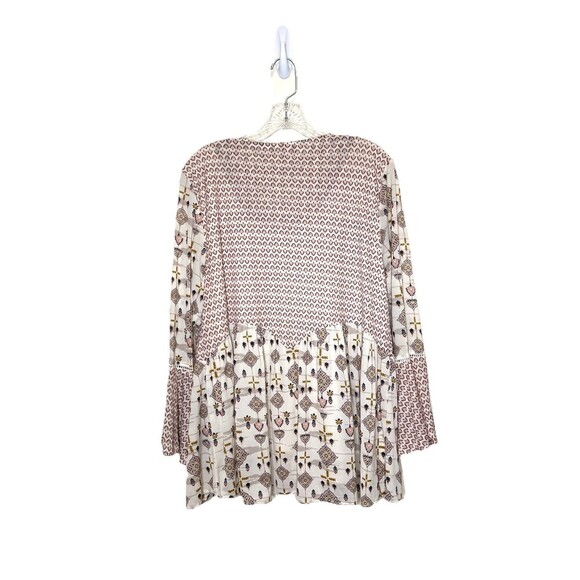 Style & Co Mixed Print Women’s XL Peasant Top Tassels Boho Lined Prairie Shirt - Picture 4 of 9